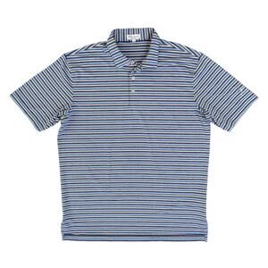 PETER MILLAR Men’s Blue Pink Yellow Striped Golf Polo Shirt